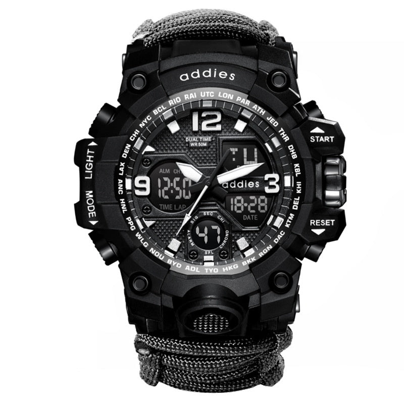 Military Survival Watch with Compass & Whistle – Waterproof 30M