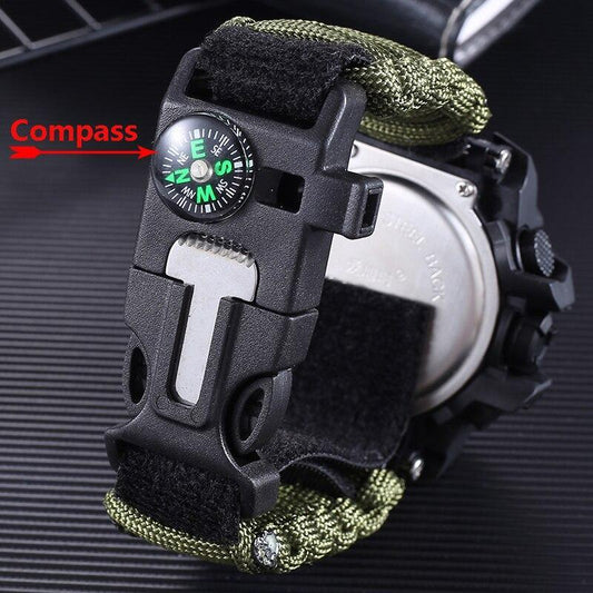 Military Survival Watch with Compass & Whistle – Waterproof 30M