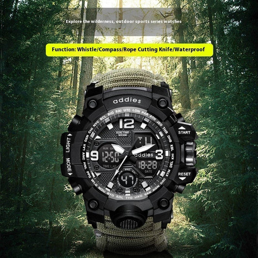 Military Survival Watch with Compass & Whistle – Waterproof 30M