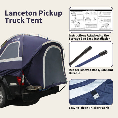 Lanceton Pickup Truck Tent – Waterproof PU3000, Fits 5.5'-6.5' Beds (F150, Ram, Silverado, Tundra)