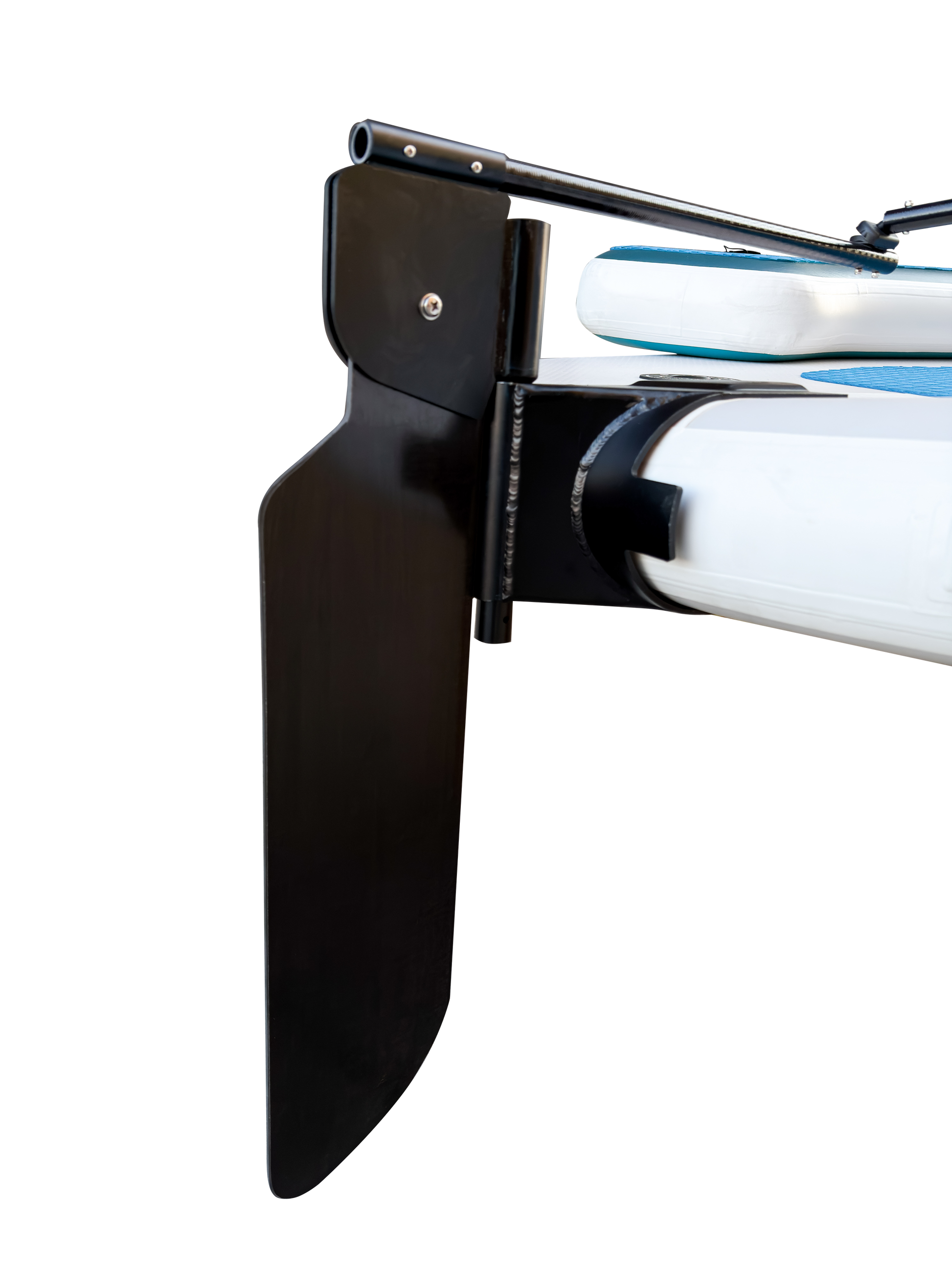 Close-up of a boat propeller on a white background