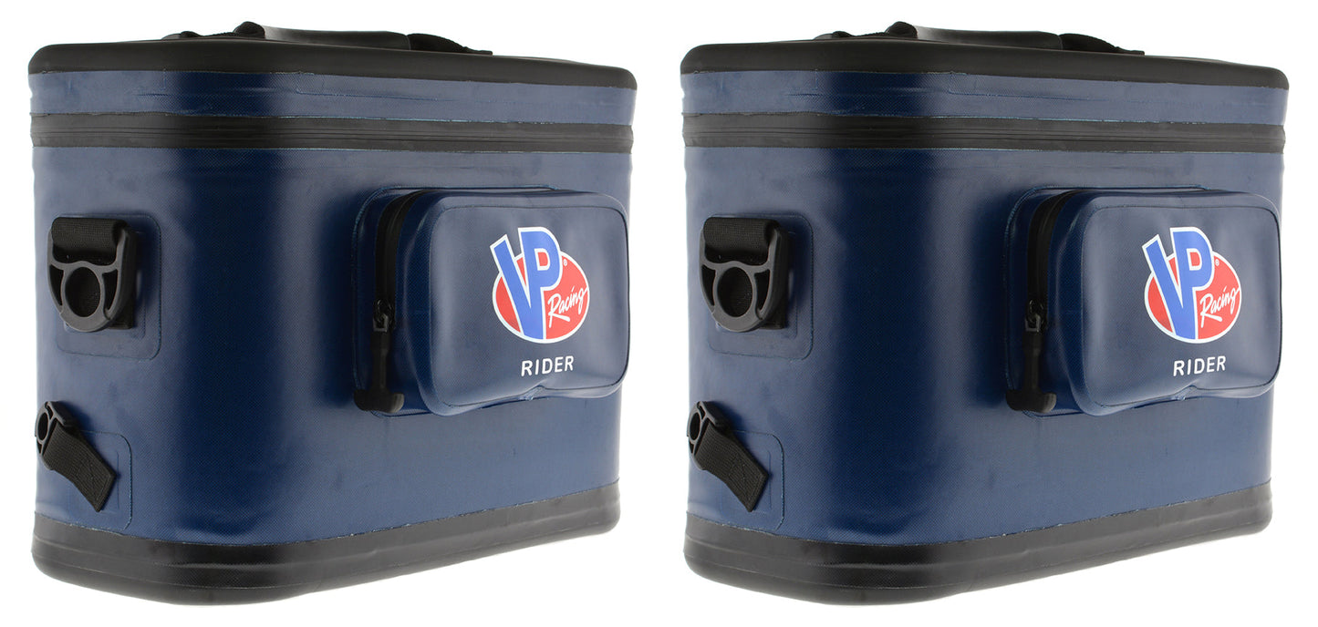 2 blue and black coolers
