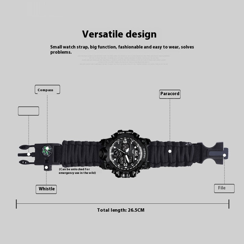 Military Survival Watch with Compass & Whistle – Waterproof 30M