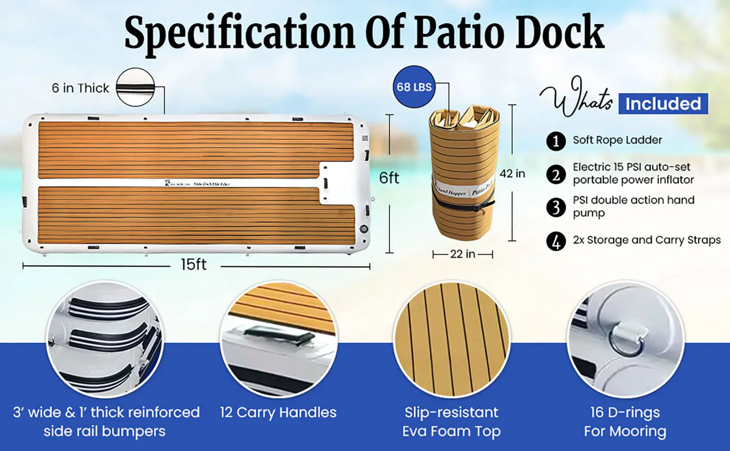Island Hopper Elite Class Patio Dock 15â€² Floating Platform