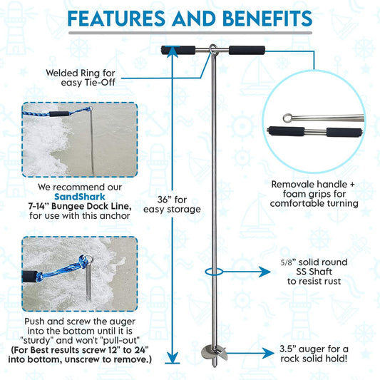 Lite 36 Anchor â€“ Reliable, Portable Anchor for Boats and Pontoons - Inflatable Anchor