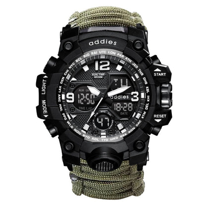 Military Survival Watch with Compass & Whistle – Waterproof 30M