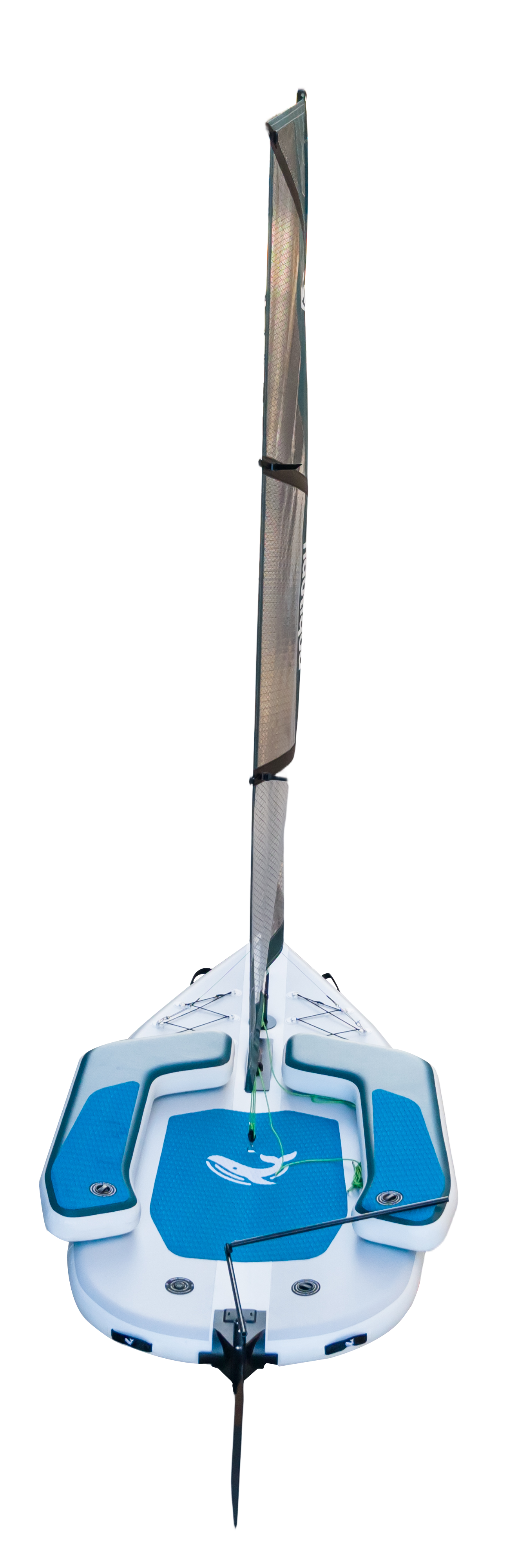 top view blue and white paddleboard