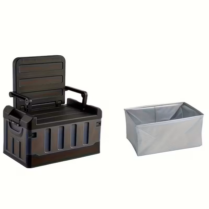 Foldable Camping Stool with Backrest & Storage Bag Portable Fishing Seat Outdoor Chair