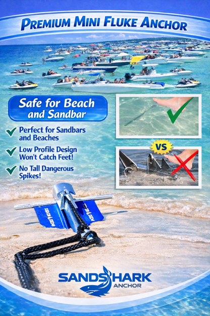 Mini Fluke Anchorâ€“ Compact, Powerful Anchor for Jet Skis, PWCs, Kayak, & Small Boats (Anchor, Line, Case)