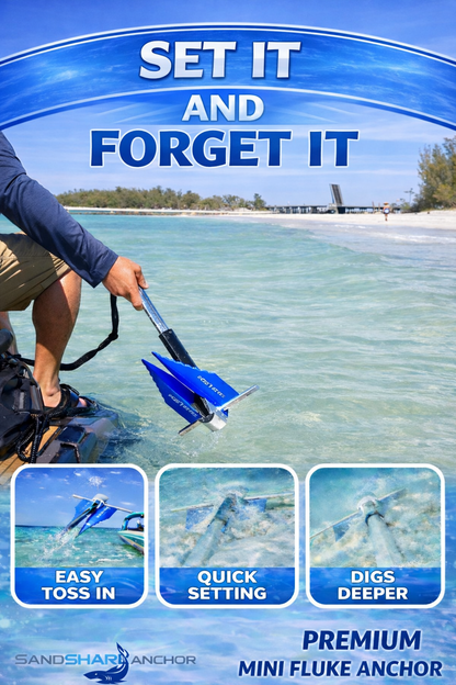 Mini Fluke Anchorâ€“ Compact, Powerful Anchor for Jet Skis, PWCs, Kayak, & Small Boats (Anchor, Line, Case)