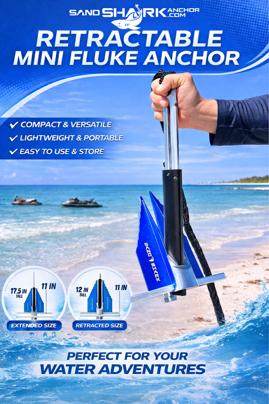 Mini Fluke Anchorâ€“ Compact, Powerful Anchor for Jet Skis, PWCs, Kayak, & Small Boats (Anchor, Line, Case)