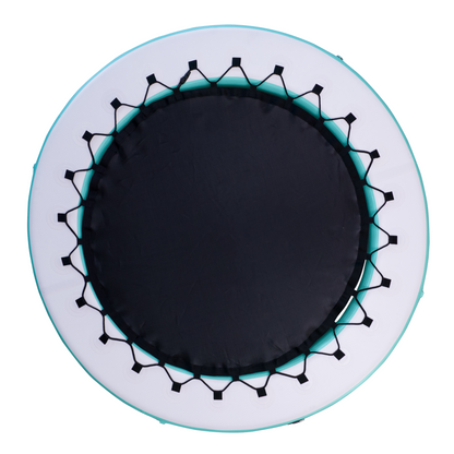 Round black mat with white border and decorative elements on a white background