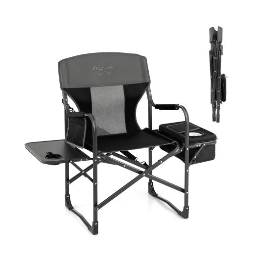 Folding Camping Directors Chair with Cooler Bag & Side Table – Outdoor ...