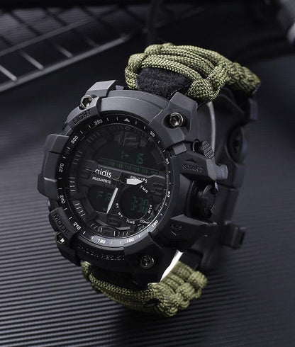 Military Survival Watch with Compass & Whistle – Waterproof 30M