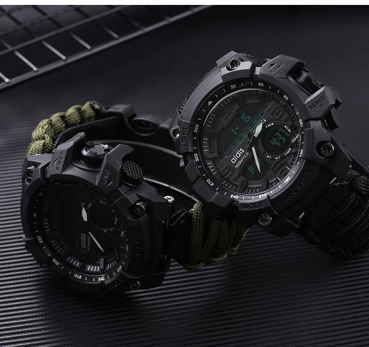 Military Survival Watch with Compass & Whistle – Waterproof 30M