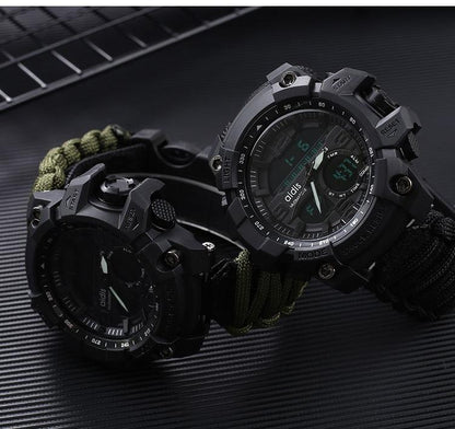 Military Survival Watch with Compass & Whistle – Waterproof 30M