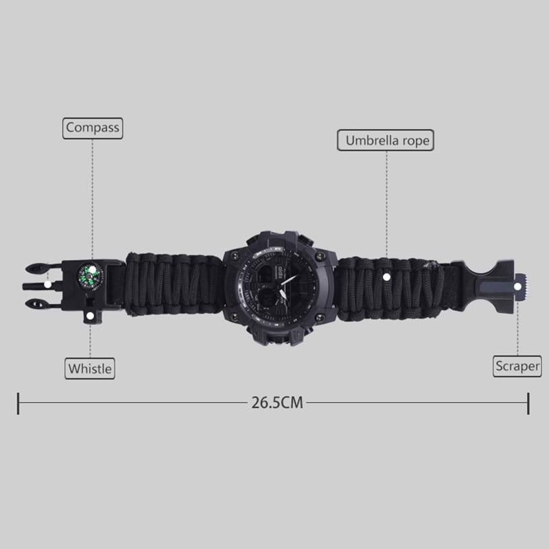 Military Survival Watch with Compass & Whistle – Waterproof 30M