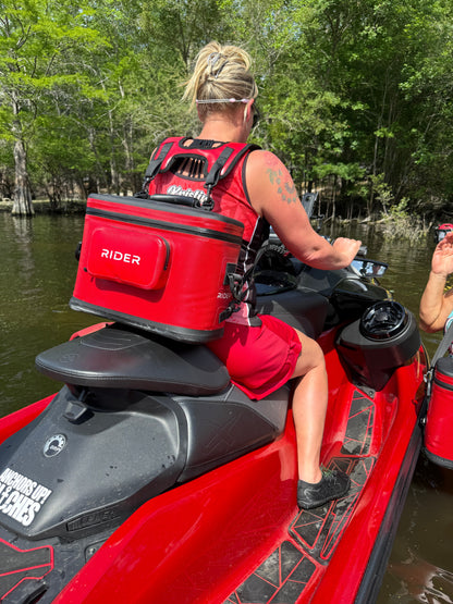 Showing cooler on a jet ski