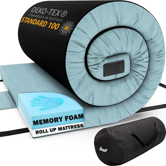 Matrix Air-Cell Memory Foam Camping Mattress - Portable Comfortable Roll Up Mattress