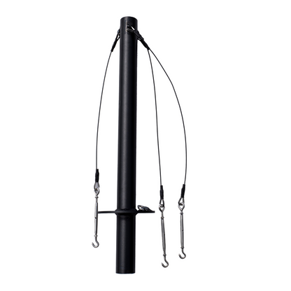 Black metal rod with hooks on a white background