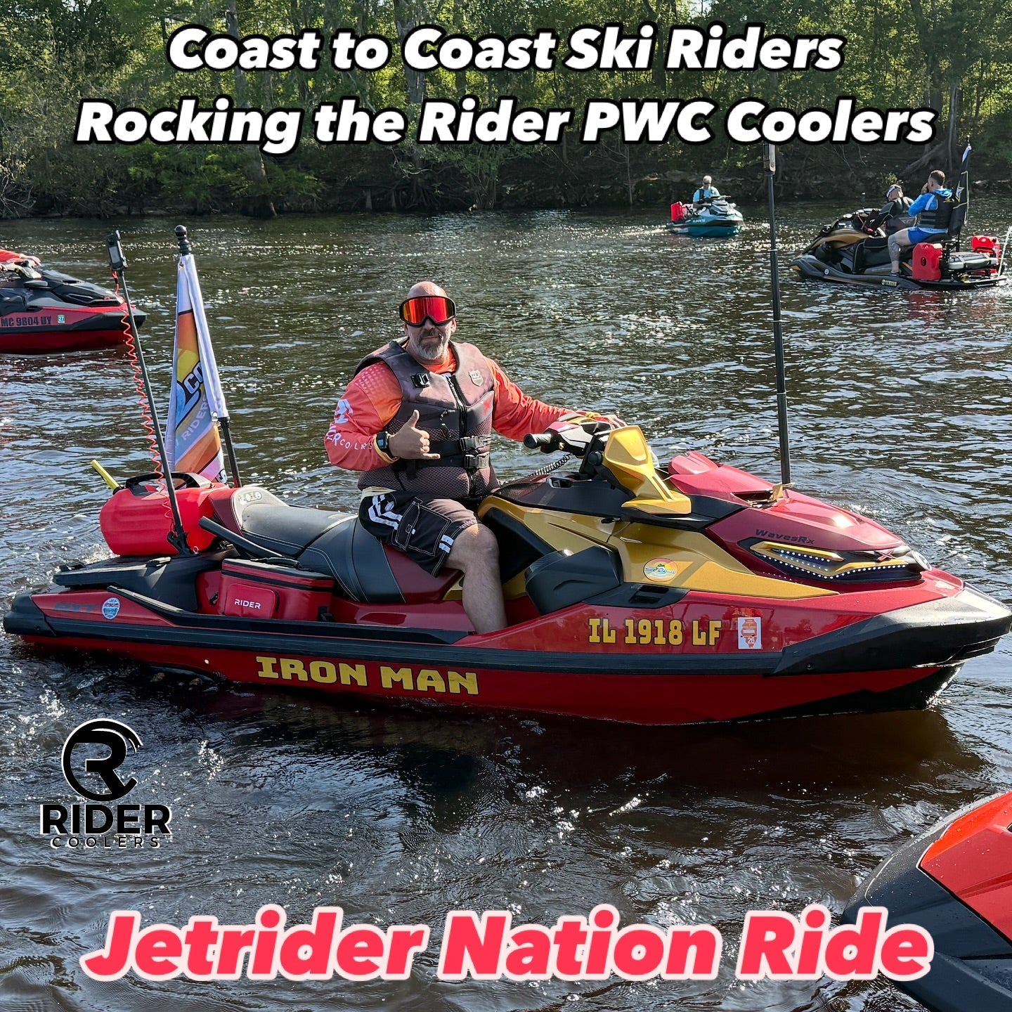 Showing cooler on a jet ski