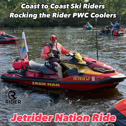 Showing cooler on a jet ski