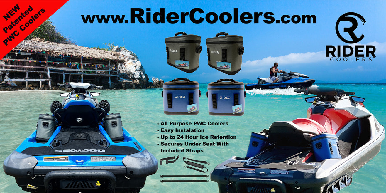 Rider Coolers RC102 Jet Ski Cooler Set of 2 – Blue | 10 Can PWC Saddle Bag Cooler