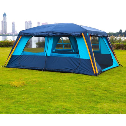 Extra Large 12-Person Family Cabin Tent with Awning | 2 Rooms 4 Doors