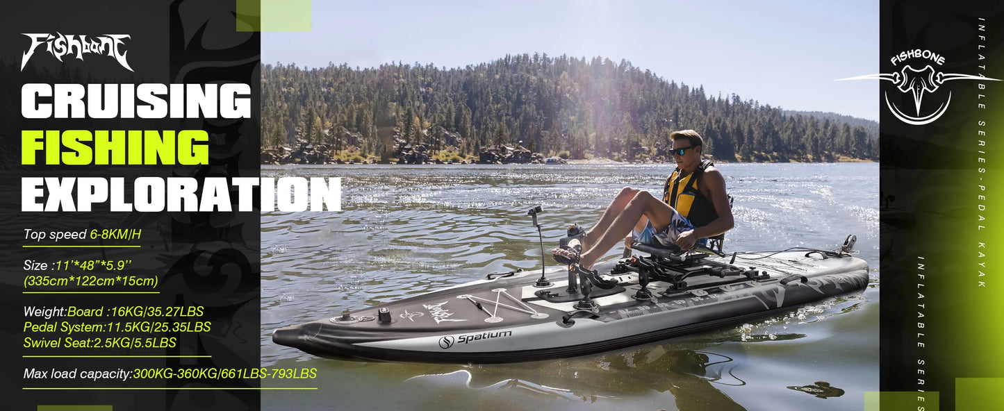 Fishing SUP Board 11' with Rod Holders | Inflatable Angler Paddle Board with Pedal Drive