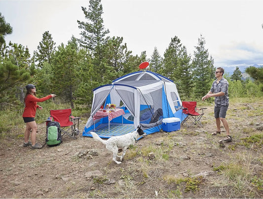8-Person Water-Resistant Family Camping Tent with Convertible Screen Room