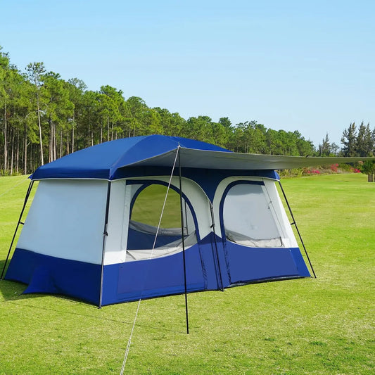 6-8 Person Camping Tent with Extended Vestibule | 2 Room Weather Resistant