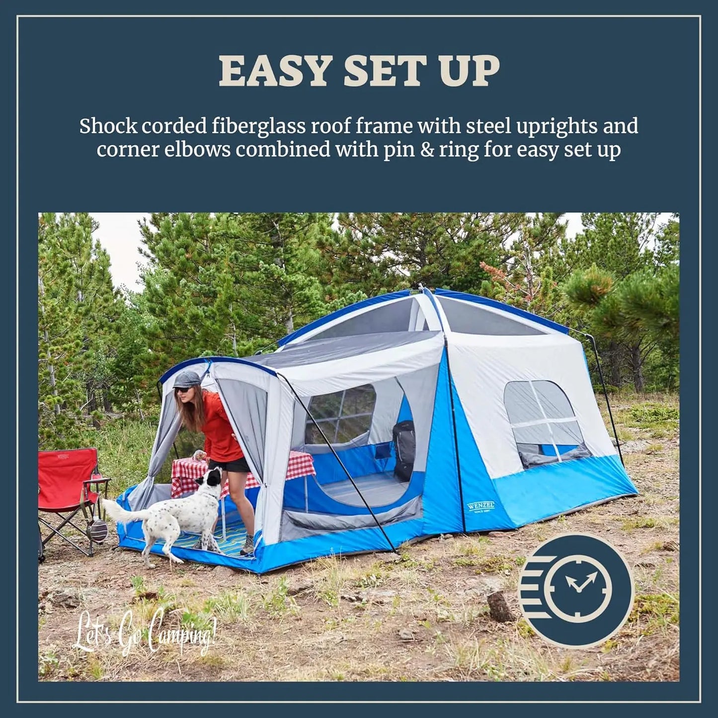 8-Person Water-Resistant Family Camping Tent with Convertible Screen Room