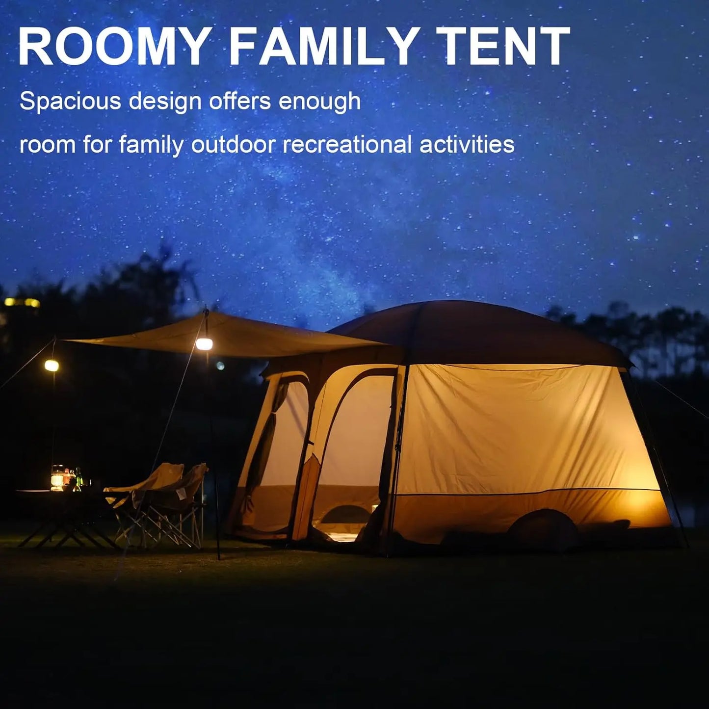 6-8 Person Camping Tent with Extended Vestibule | 2 Room Weather Resistant