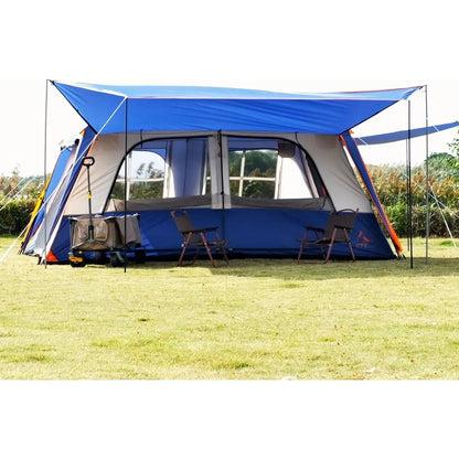 Extra Large 12-Person Family Cabin Tent with Awning | 2 Rooms 4 Doors