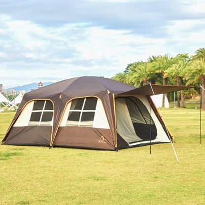 Extra Large 12-Person Family Cabin Tent with Awning | Waterproof & Windproof