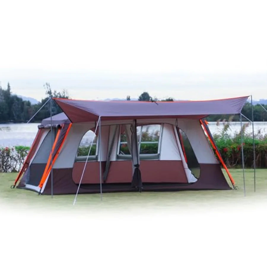 Extra Large 12-Person Family Cabin Tent with Awning | Waterproof & Windproof