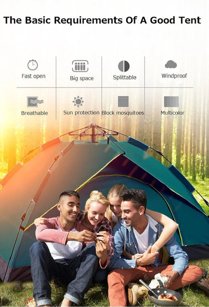 1-4 Person Fully Automatic Camping Tent | Rainproof & Windproof | Quick Setup