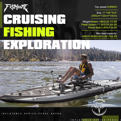 Fishing SUP Board 11' with Rod Holders | Inflatable Angler Paddle Board with Pedal Drive