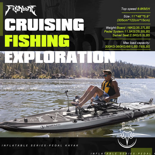 Fishing SUP Board 11' with Rod Holders | Inflatable Angler Paddle Board with Pedal Drive