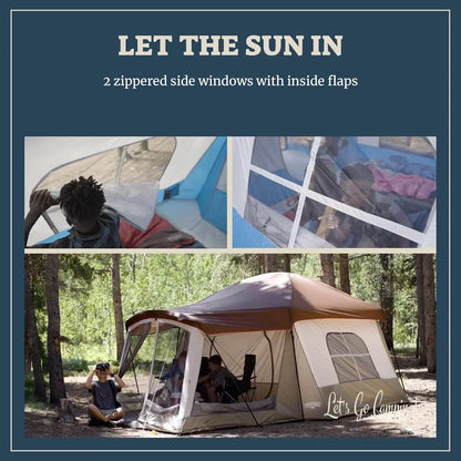 8-Person Water-Resistant Family Camping Tent with Convertible Screen Room