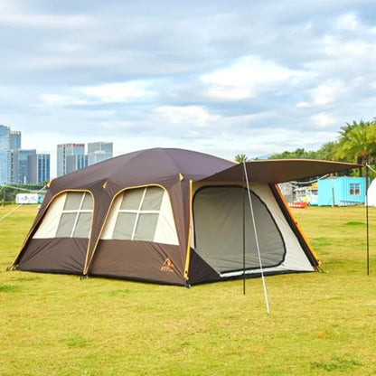 Extra Large 12-Person Family Cabin Tent with Awning | Waterproof & Windproof