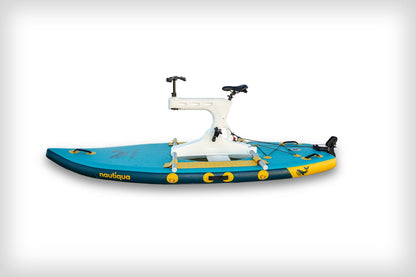 Inflatable water bike with handlebar on a white background