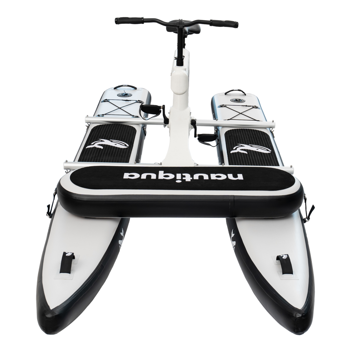 Inflatable watercraft with a scooter on top, featuring the brand 'Nautirun'.