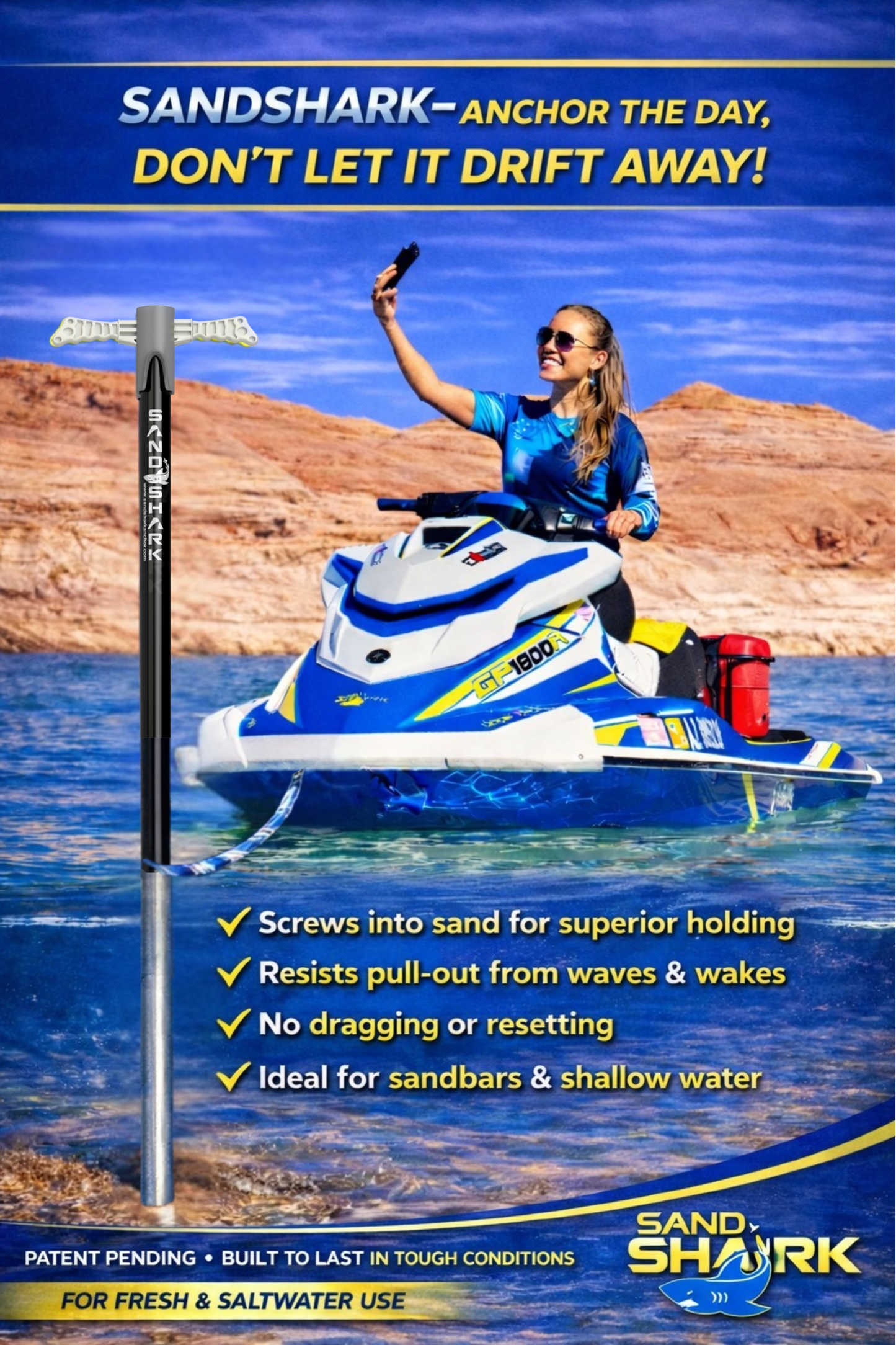SuperSport 3.0 Anchor by SandShark - Adjusts 29"-48"
