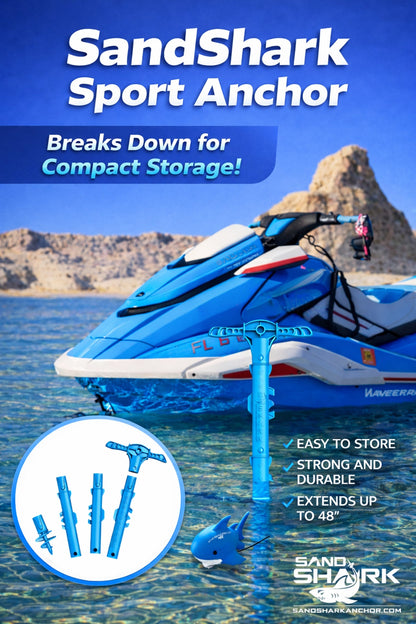 Sport Anchor - Shallow Water Anchor Pole for Boats and PWC. Easy Storage, High-Strength ABS (4' tall)