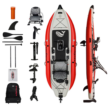 Nautiqua ARUBA inflatable pedal kayak in red