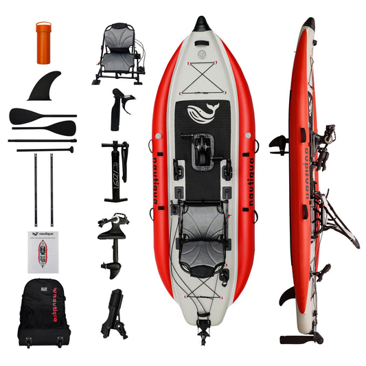 Nautiqua ARUBA inflatable pedal kayak in red