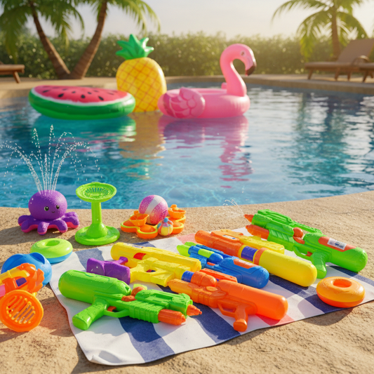 Colorful water toys for pool and beach play