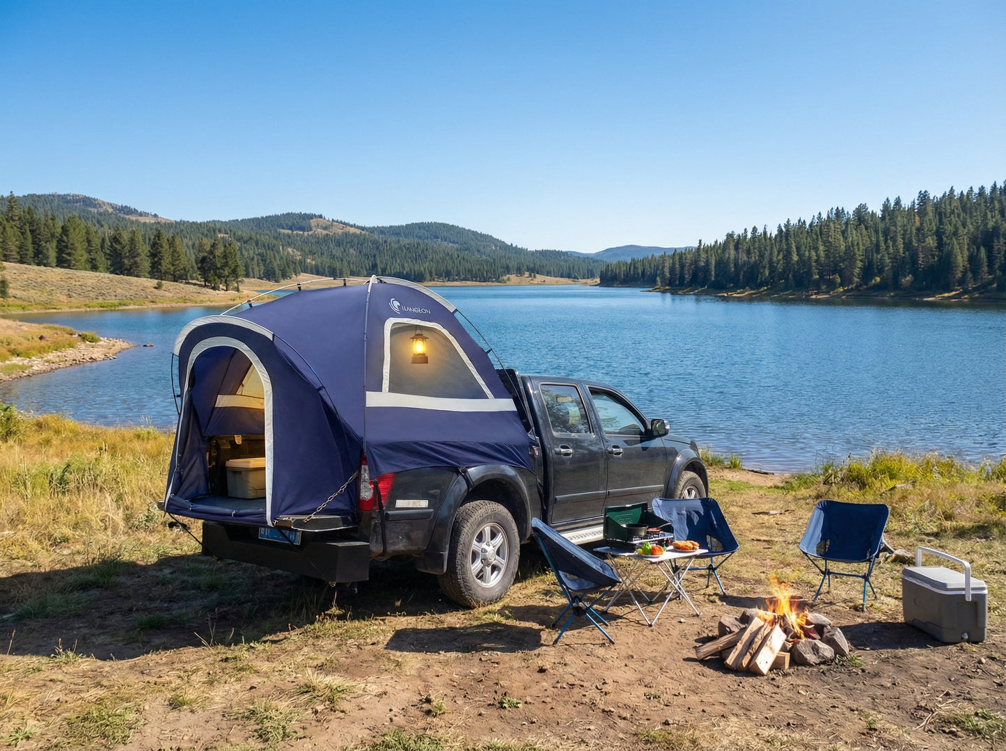 Lanceton Pickup Truck Tent – Waterproof PU3000, Fits 5.5'-6.5' Beds (F150, Ram, Silverado, Tundra)
