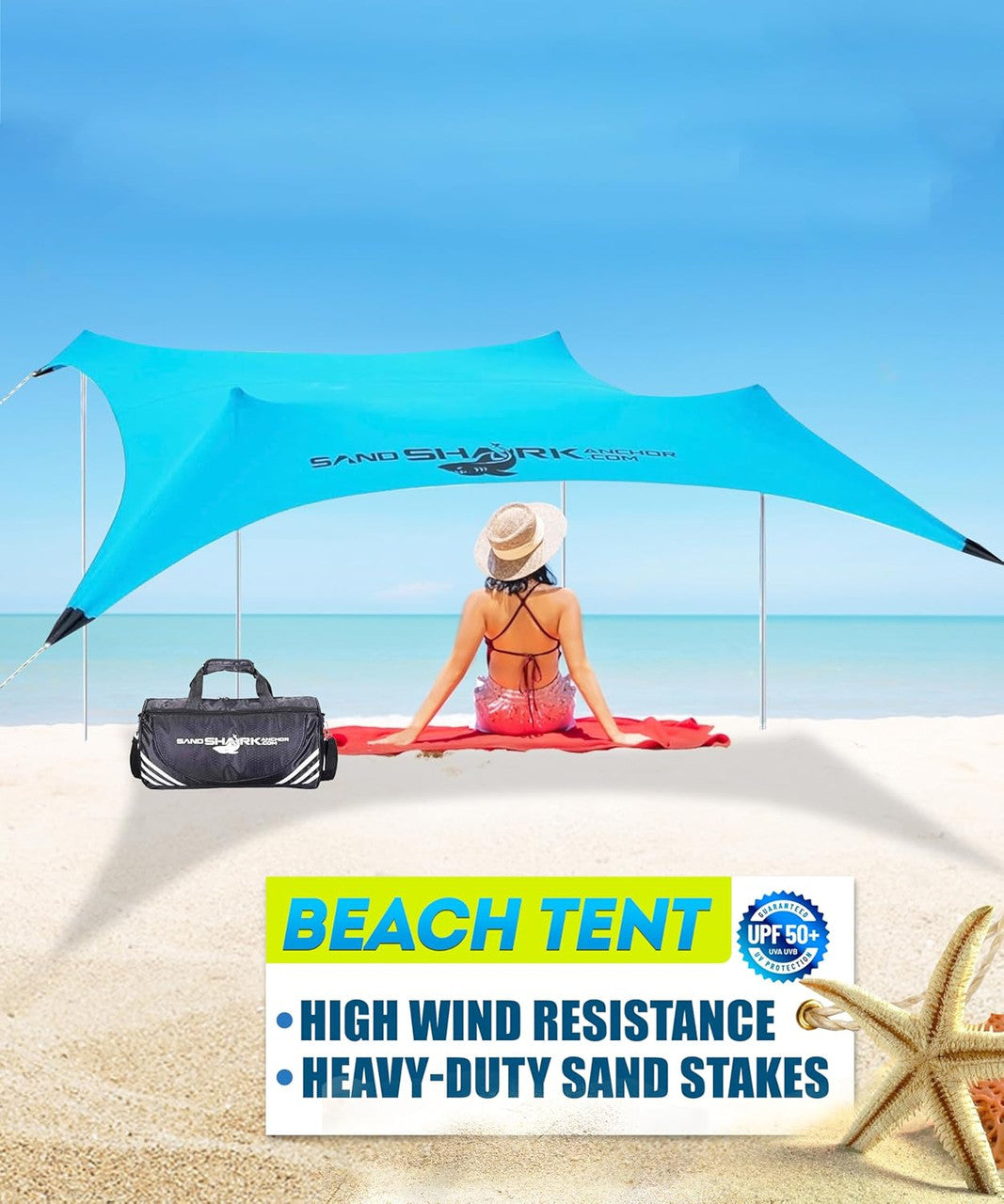 Large Pop Up Beach Tent for Outdoors: Water-Resistant, Portable Sunshade, Fits in a Duffle Bag